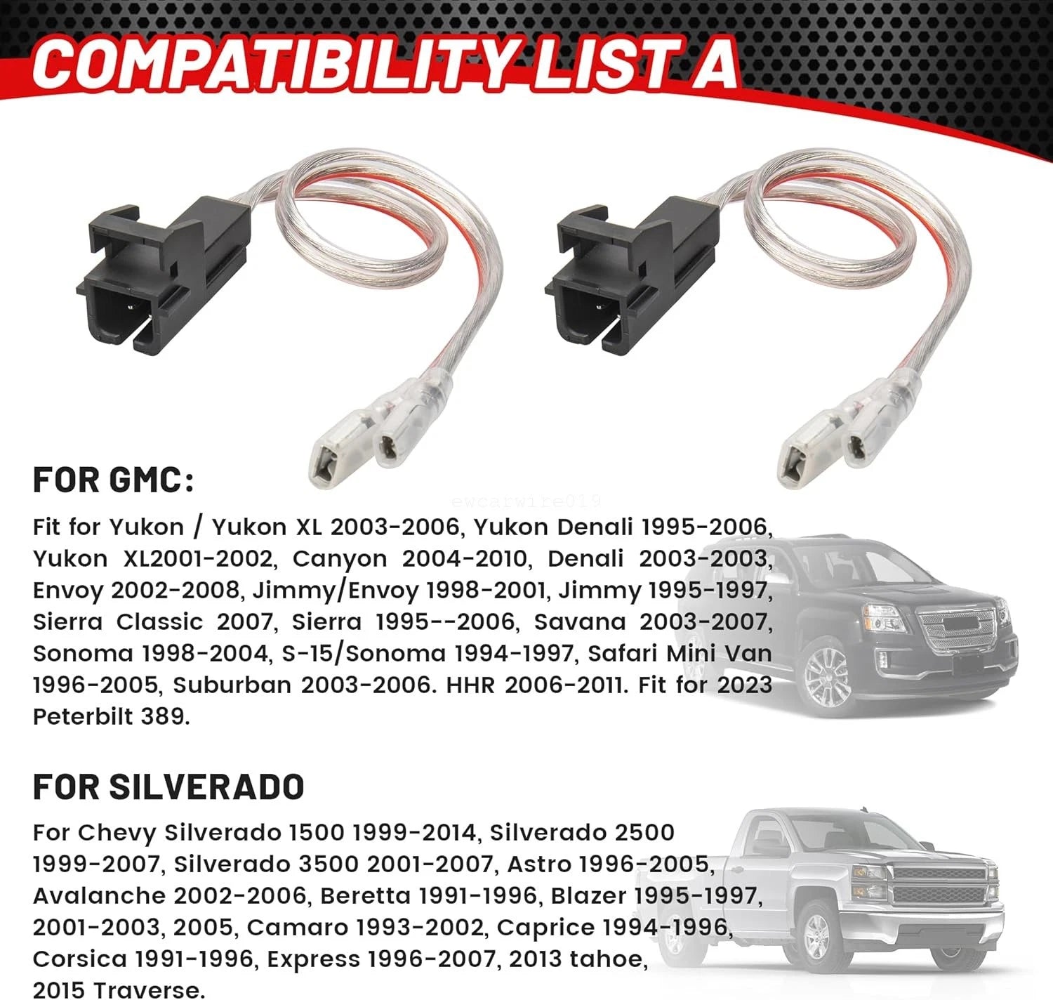 Set of 4 Door Speaker Cable Connectors for Chevy Silverado 1500 (1999–2014)