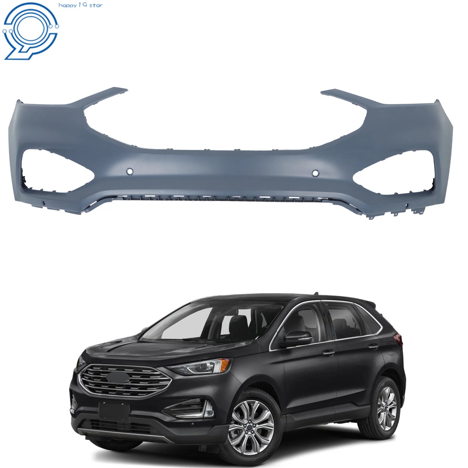 Primed Front Bumper Cover for Ford Edge (2019–2024) with Sensor Holes