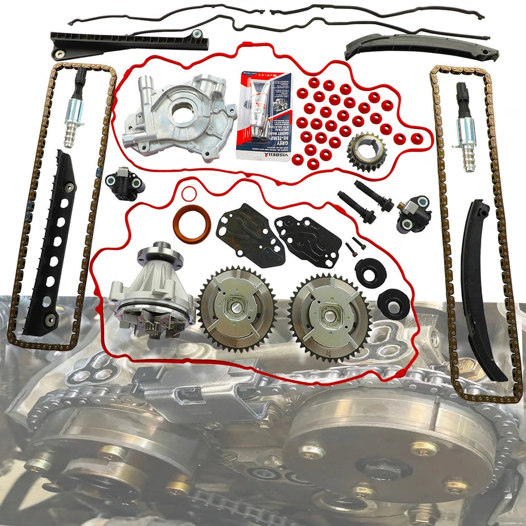 Timing Chain Kit with Oil Water Pump Cover Gasket for Ford F150 Lincoln (2004–2008)