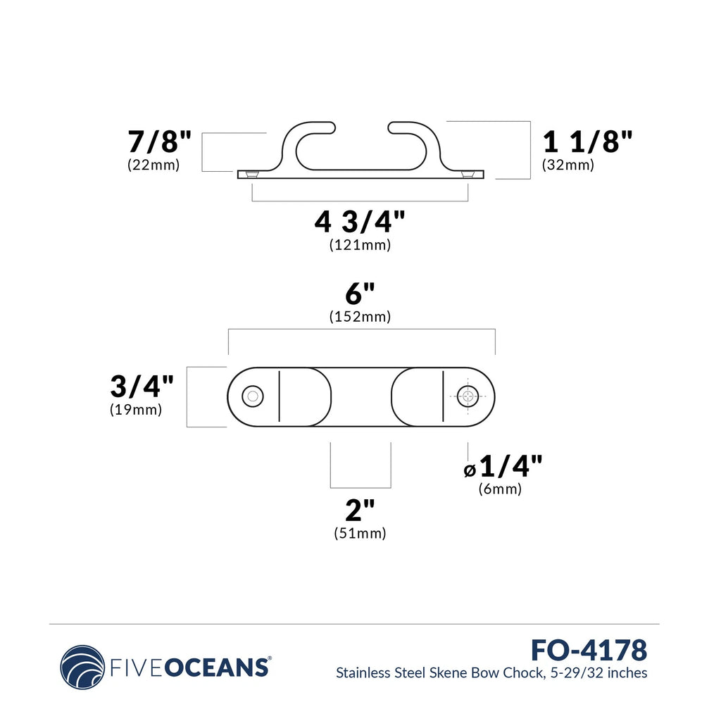Stainless Steel Skene Bow Chock for Five Oceans (150mm) FO4178