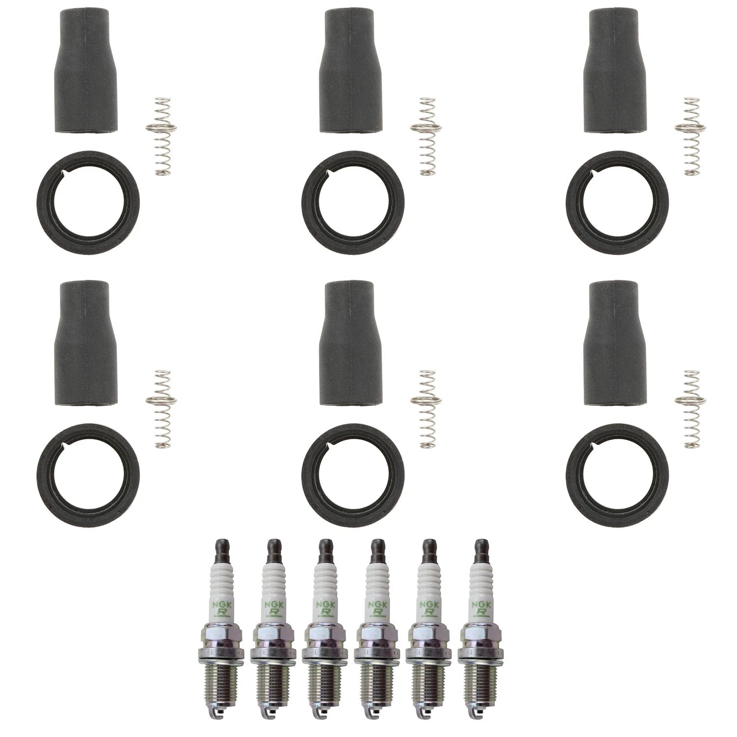 Set of 6 NGK V-Power Spark Plugs & Coil Boots for Kia Amanti (2007–2009)