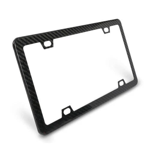 Set of 2 Carbon Fiber Finish Slim License Plate Frames