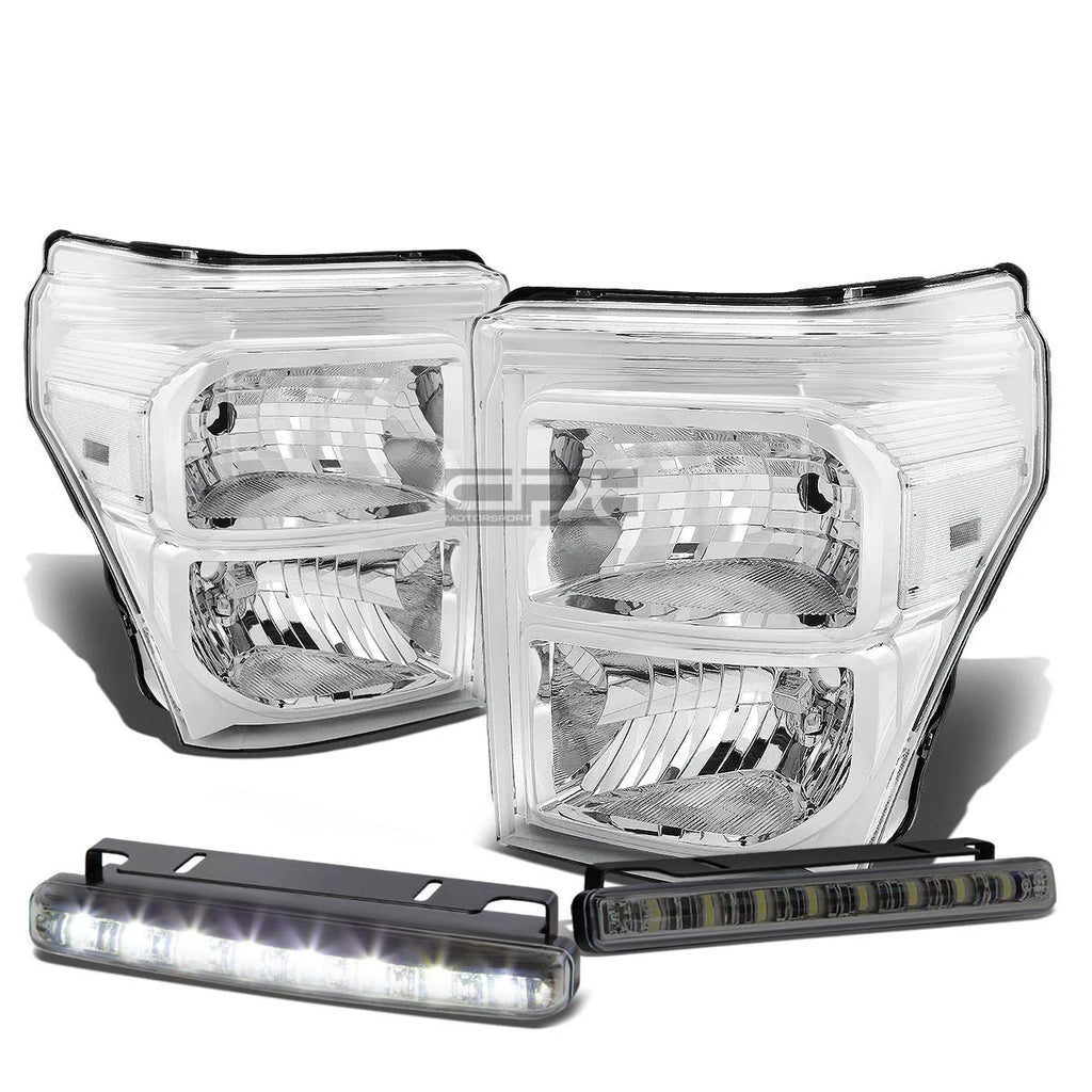 Chrome Housing Head + Bumper + Signal + Smoked LED Fog Light Kit for Ford Super Duty (2011–2016)