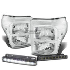 Chrome Housing Head + Bumper + Signal + Smoked LED Fog Light Kit for Ford Super Duty (2011–2016)