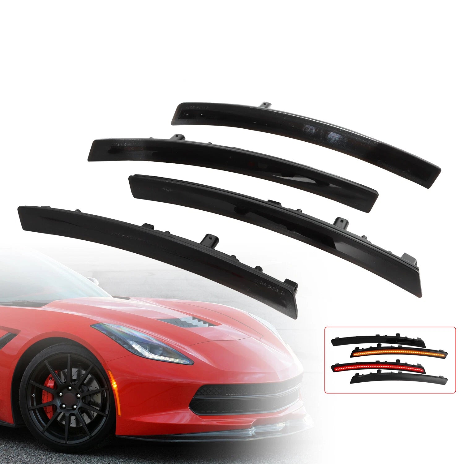 LED Smoke Side Marker Lights for Chevy Corvette C7 (2014–2019)