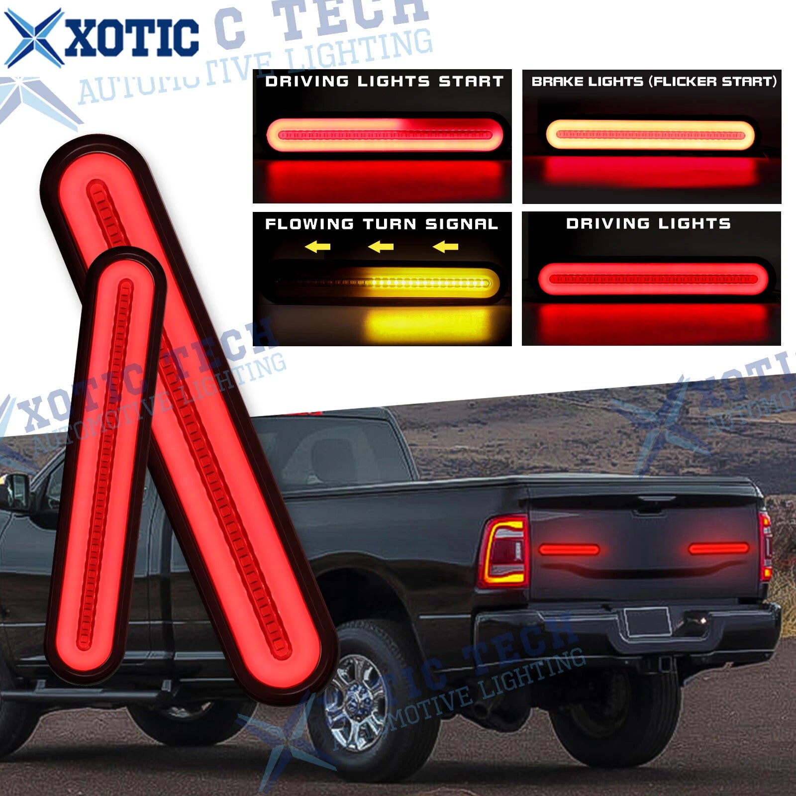 LED Flowing Turn Signal Tail Brake Running Light Bar for Dodge Ram (2009–2022)