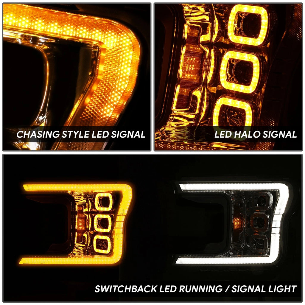Switchback Sequential LED Headlights for Ford F-150 (2018–2020) Chrome/Amber