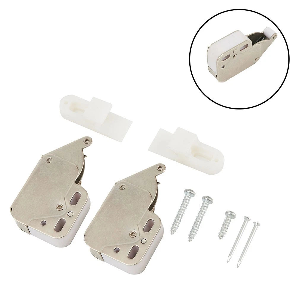 Set of 2 Spring Loaded Cabinet Latches for Cupboards/Doors