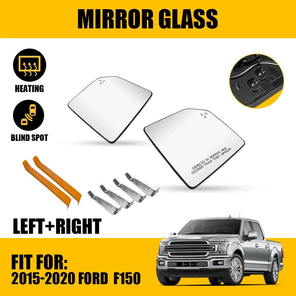 Set of 2 Heated Mirror Glass for Ford F150 (2015–2020) w/ Blind Spot