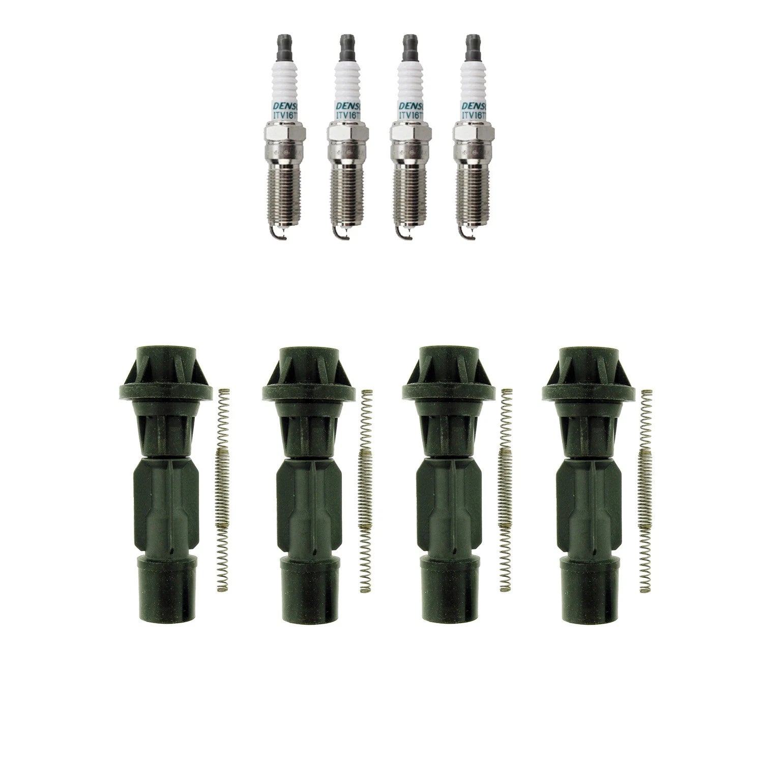 Set of 4 Denso Iridium Spark Plugs & NGK Coil Boots for Mazda CX-7 2007–2012