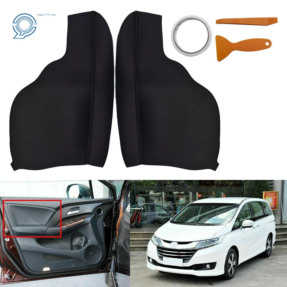Set of 2 Door Armrest Covers for Honda Odyssey (2011–2017) Leather Black
