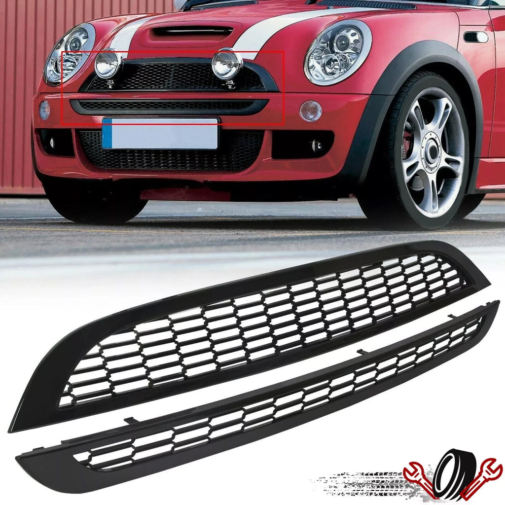 2X Honeycomb Mesh Front Bumper Grill for Mini Cooper (2002–2006)
