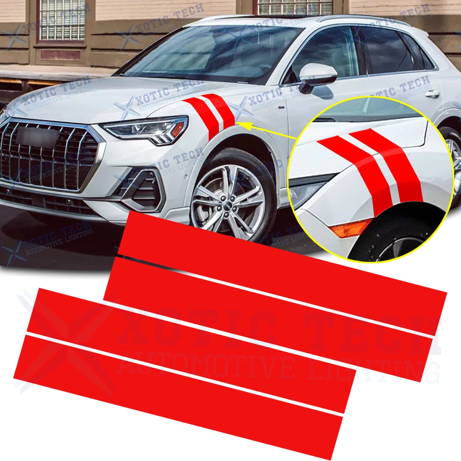 Vinyl Hash Stripe Auto Fender Double Stripe Stickers for Audi A4 (2009–2016)