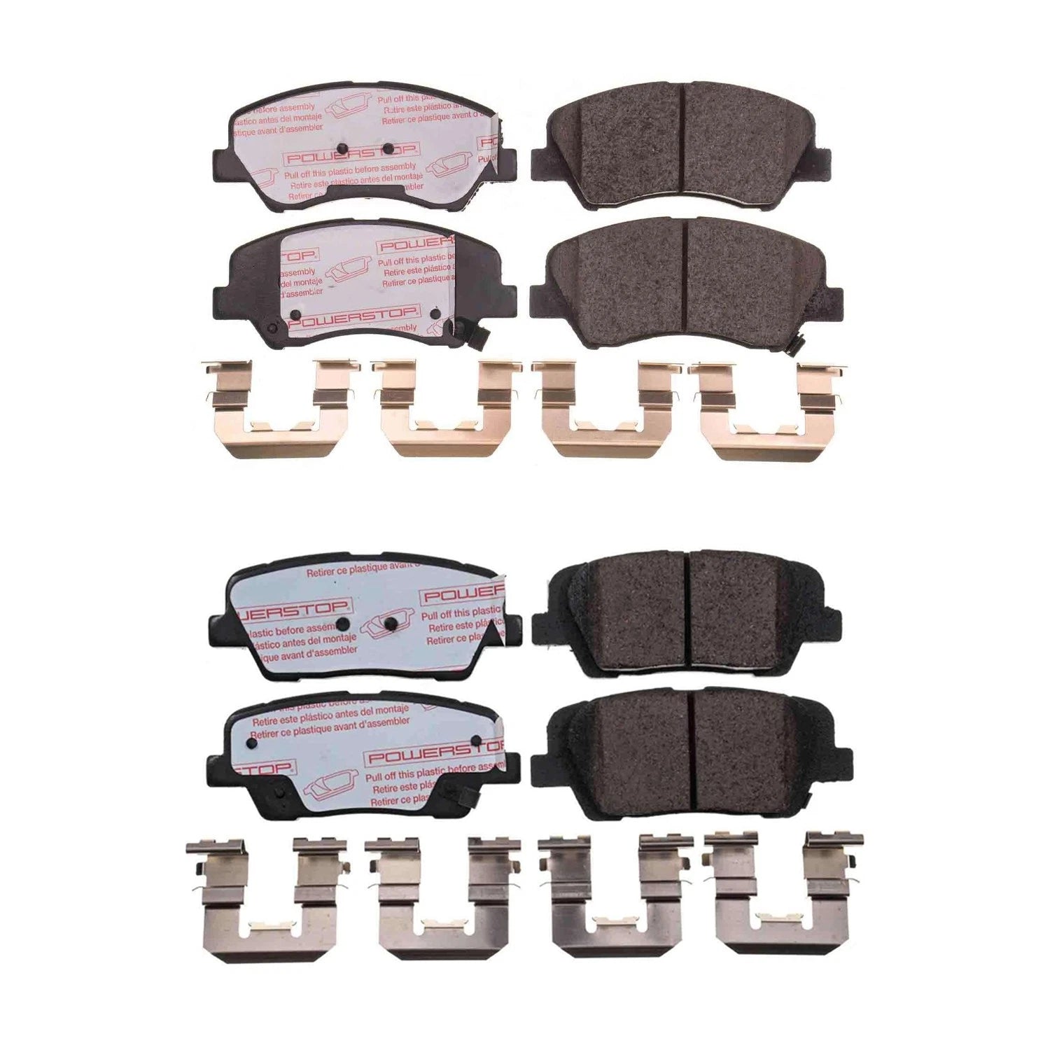 PowerStop 2X Front Rear Next Gen EURO Carbon Fiber Brake Pads Kit for Accent Rio (2010–2017)
