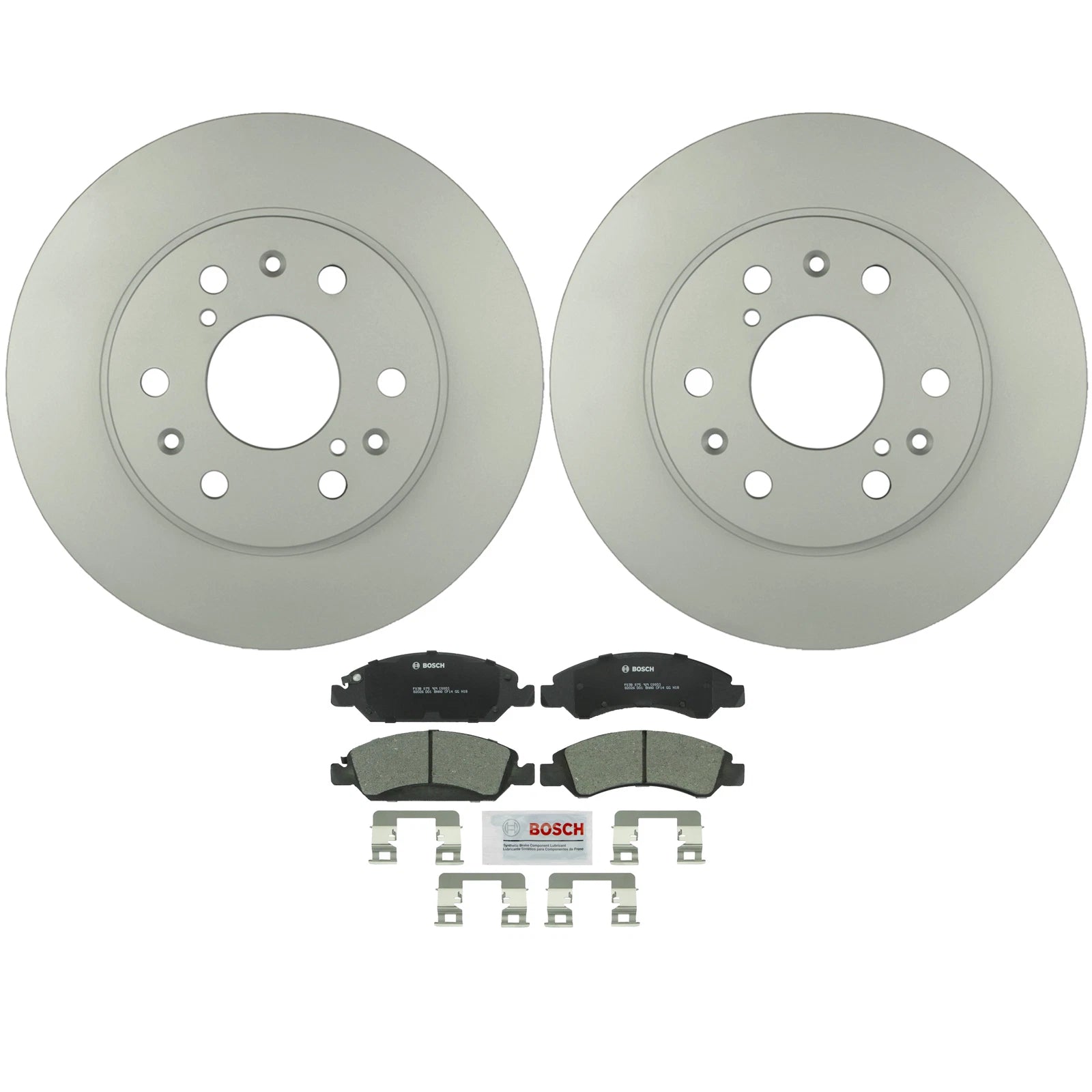 Set of 2 Bosch Front Vented Rotors & Ceramic Disc Brake Pads for Cadillac Chevy
