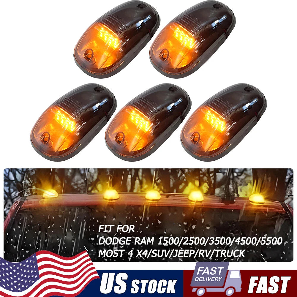 Amber Smoke Cab Roof Marker Lights for Dodge Ram 1500 2500 3500 4500 (2003–2018)