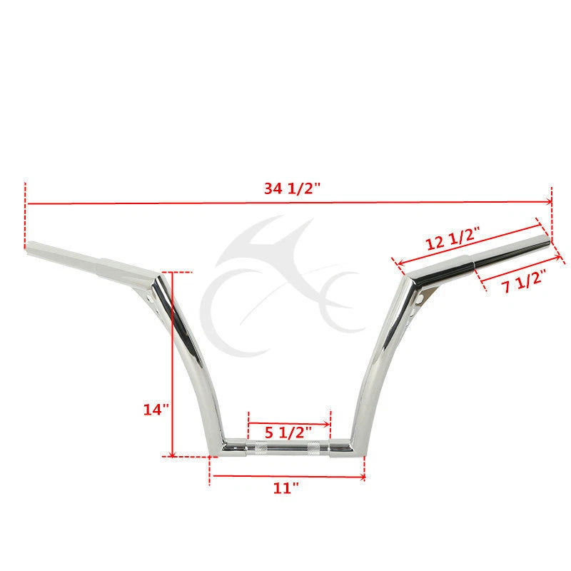 1 1/4" Fat 14" Rise Handlebar for Harley FLST FXST Sportster XL (Fits 2000–2023)