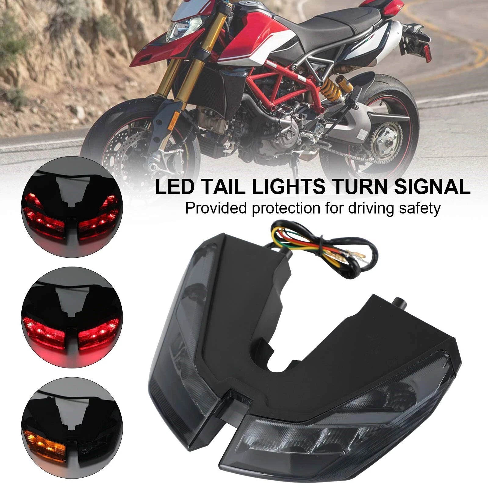 Tail Lights Turn Signal for Ducati Hypermotard 821 939 950 SP (2012–2021) Black