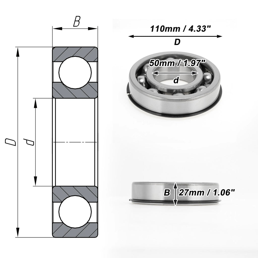 Deep Groove Ball Bearing 6310NR for Scooter Skateboard Wheel (50x110x27mm)