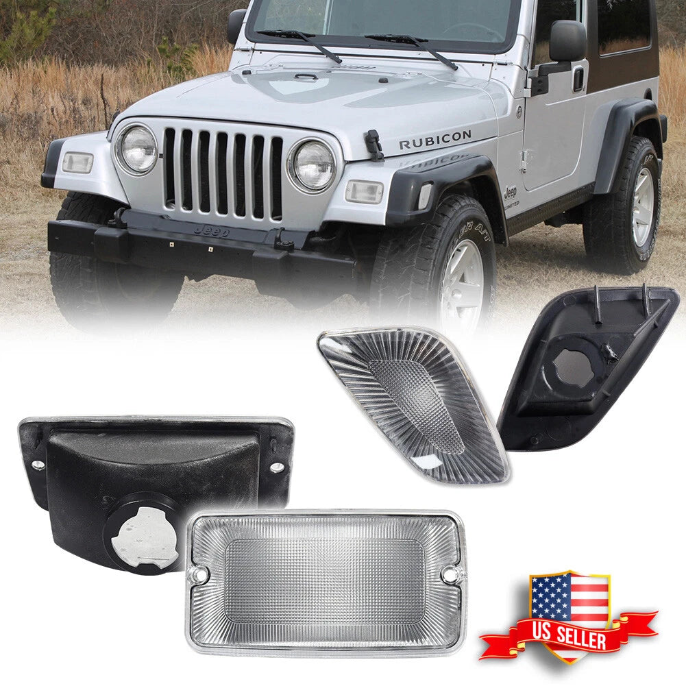 Set of 4 Clear Bumper Signal and Fender Side Marker Lights for Jeep Wrangler (1997–2006)