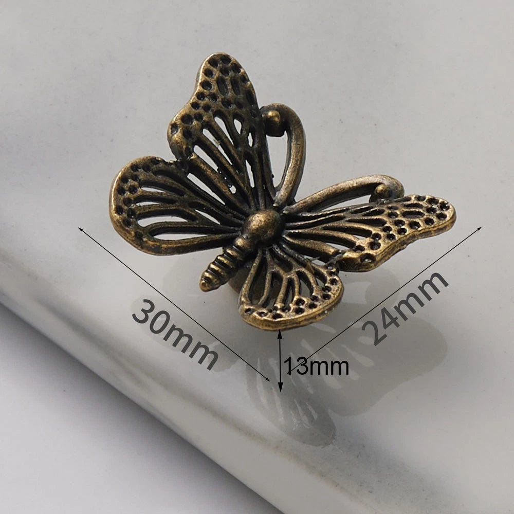 5X Vintage Butterfly Drawer Door Cabinet Knob Pull Handle Zinc Alloy