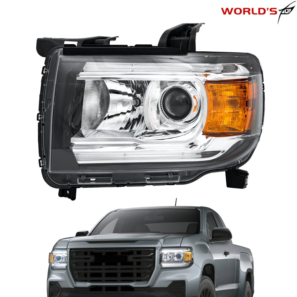 Set of 2 Halogen LED DRL Projector Headlights for GMC Canyon (2015–2022)