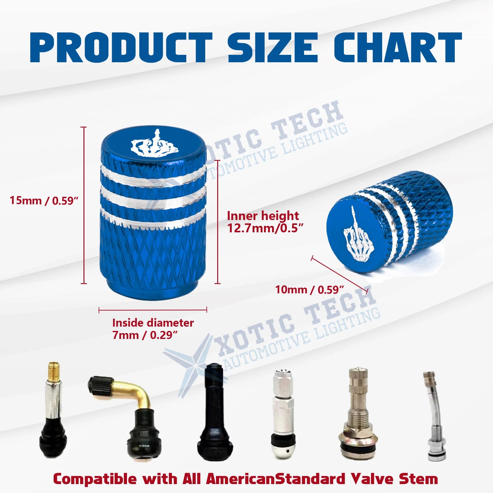 Tire Valve Stem Caps 4-Pack for Universal Cars SUVs Bikes Motorcycles (-)