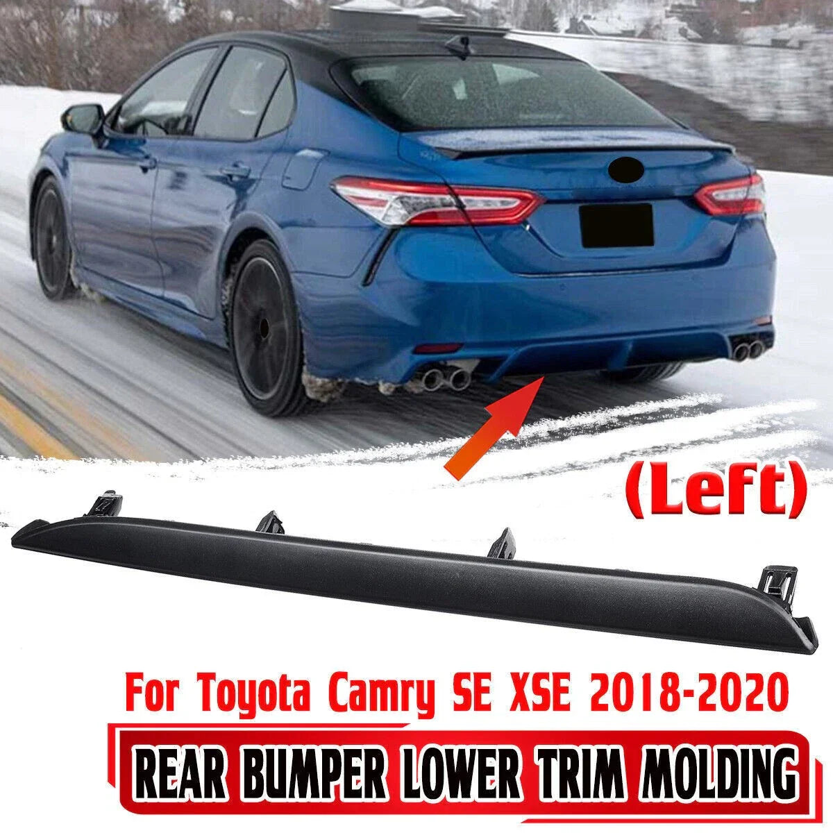 1x Left Rear Bumper Lower Trim Molding Black for Toyota Camry SE XSE (2018–2020)