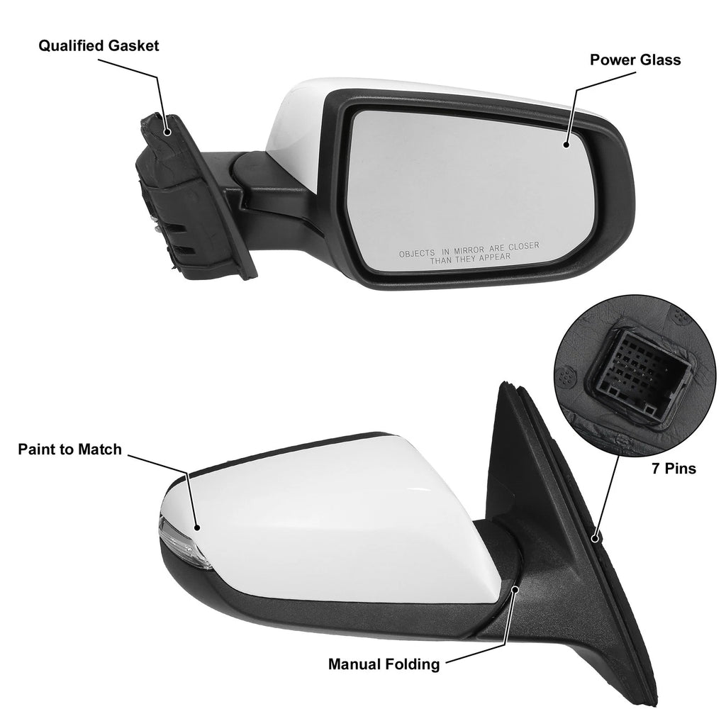 7Pin Right Side Exterior Door Mirror Assembly for Chevrolet Malibu (2008–2012)