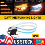60CM LED DRL Light Amber Sequential Turn Signal Strip for Headlight (040)