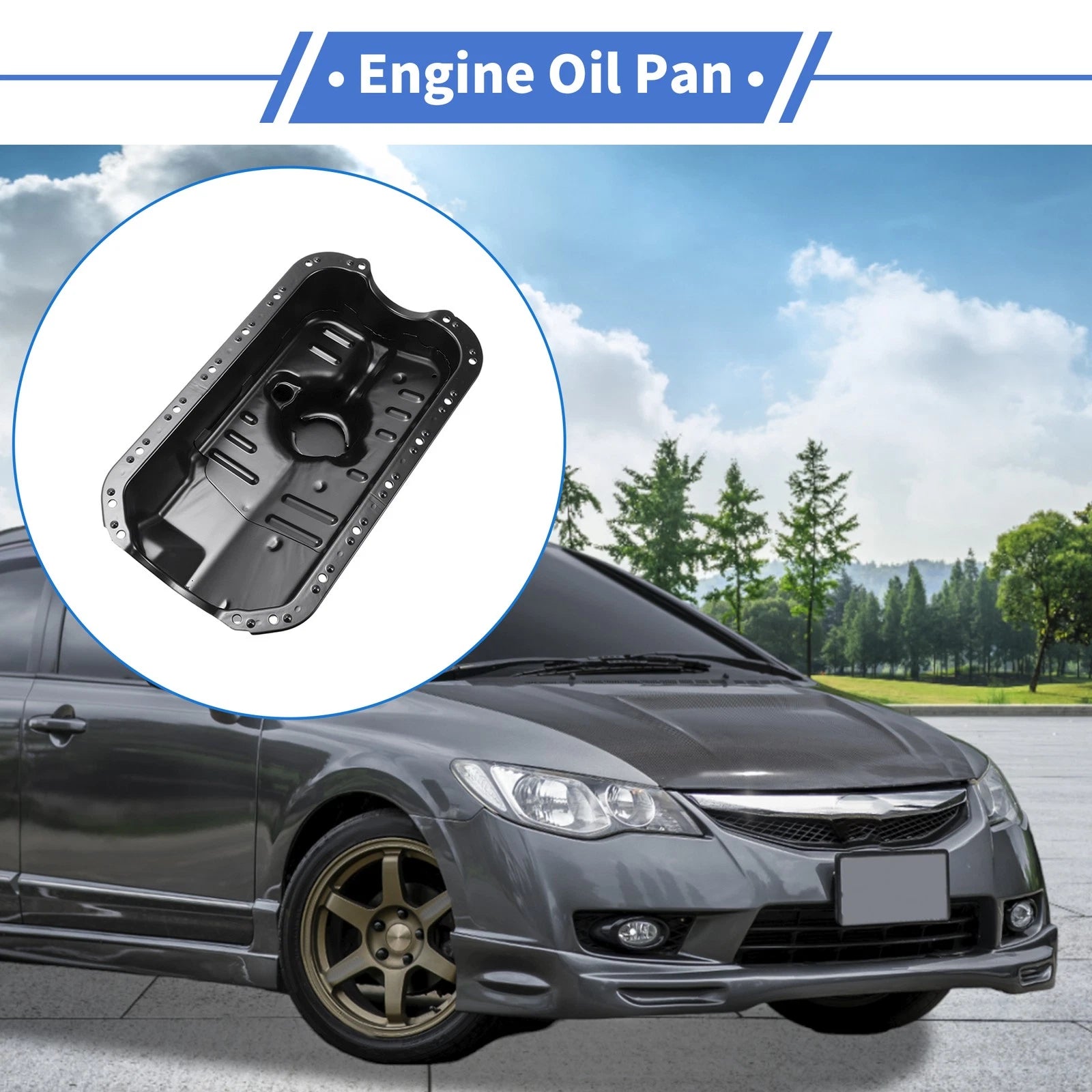 1 Pc Engine Oil Pan No.11200PLC000 for Honda Civic (2001–2005) Iron Black