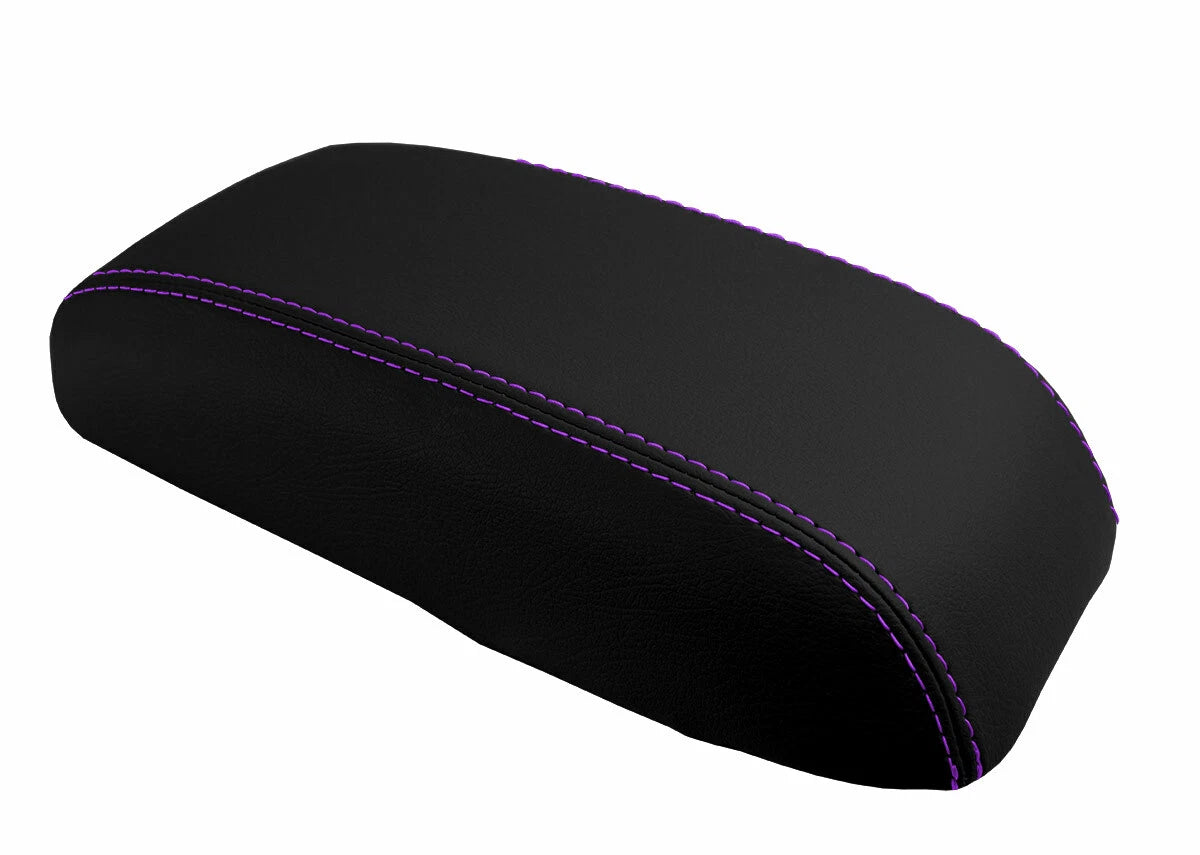 Leather Console Lid Armrest Cover for Dodge Neon (2000–2005) Purple Stitch