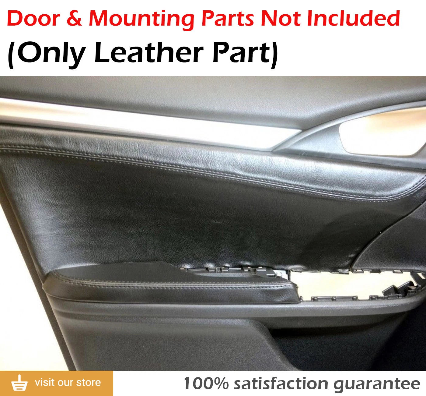 Front Insert Door Leather Cover for Honda Civic (2016–2020) Black