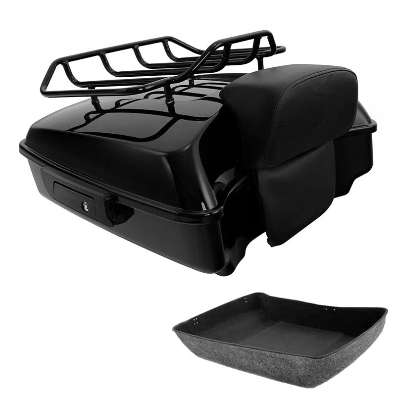 Black Chopped Trunk Backrest Pad for Harley Touring Road Glide (2014–2026)