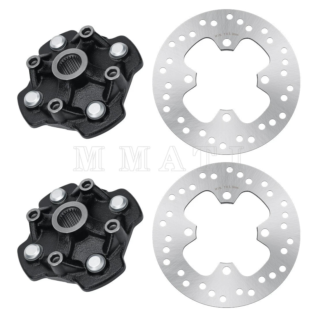 2x Front Wheel Hubs & Brake Rotors for Honda TRX500 Foreman/Rubicon (2014–2019)