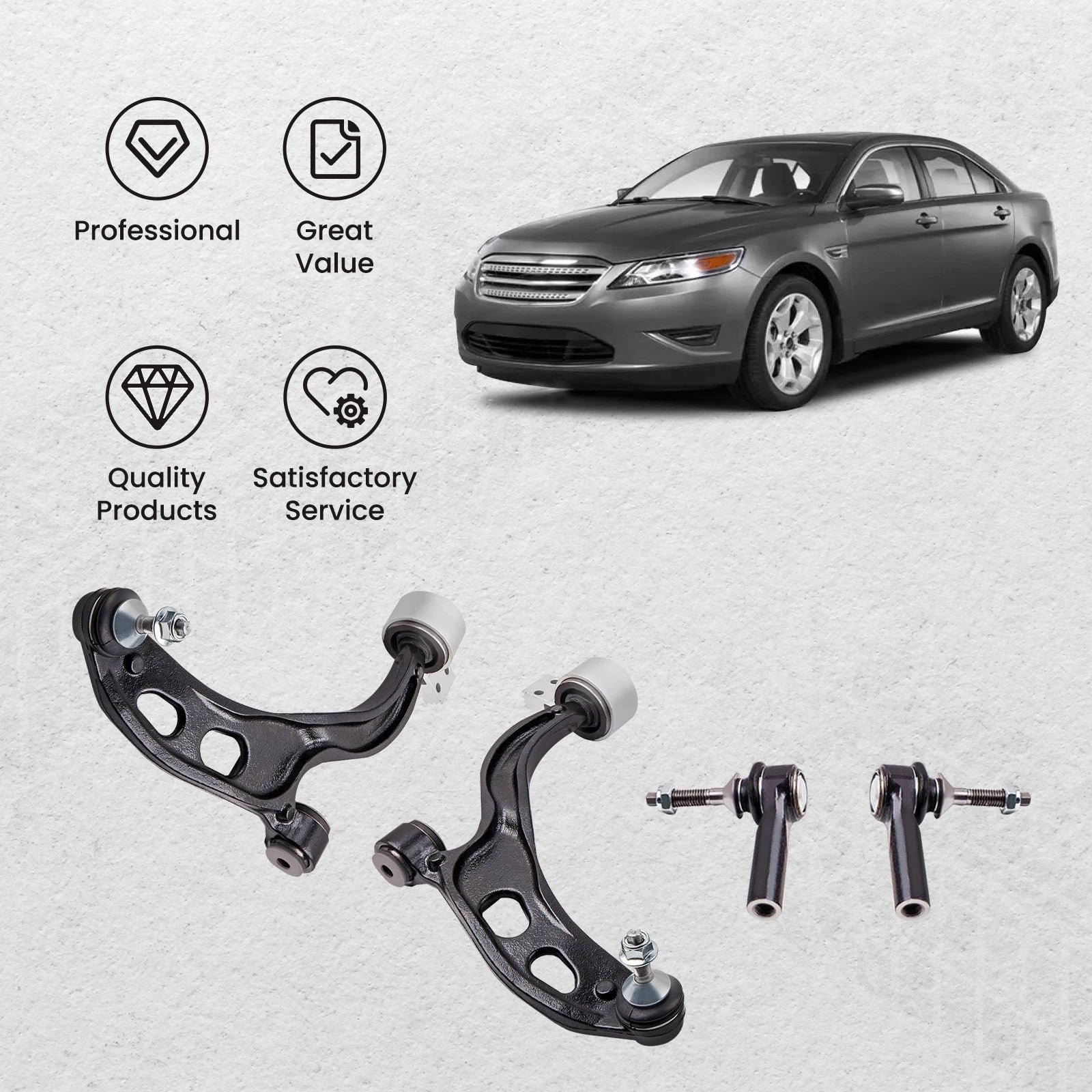Set of 4 Front Lower Control Arm Assemblies for Ford Taurus (2010–2012)