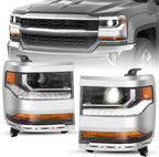 Chrome Headlights for Chevy Silverado 1500 (2016–2018) HID/Xenon LH & RH
