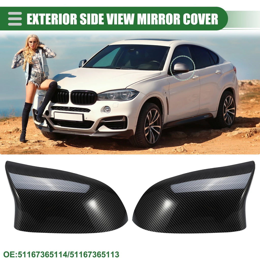 Set of 2 Rearview Mirror Covers for BMW F15 X5 F16 X6 (2014–2017) Black