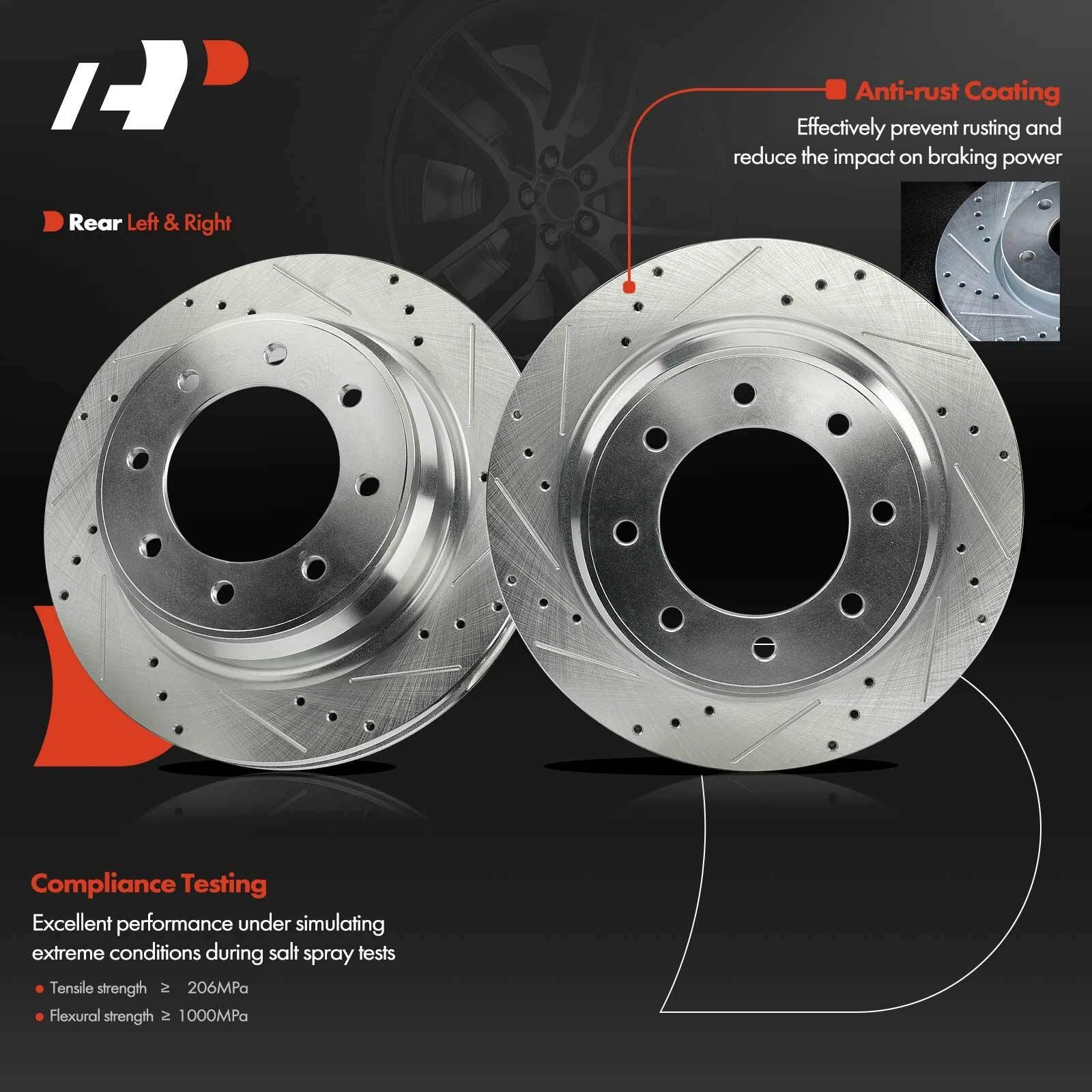 Rear Drilled Brake Rotor for Nissan NV1500 NV2500 NV3500 (2012–2021)