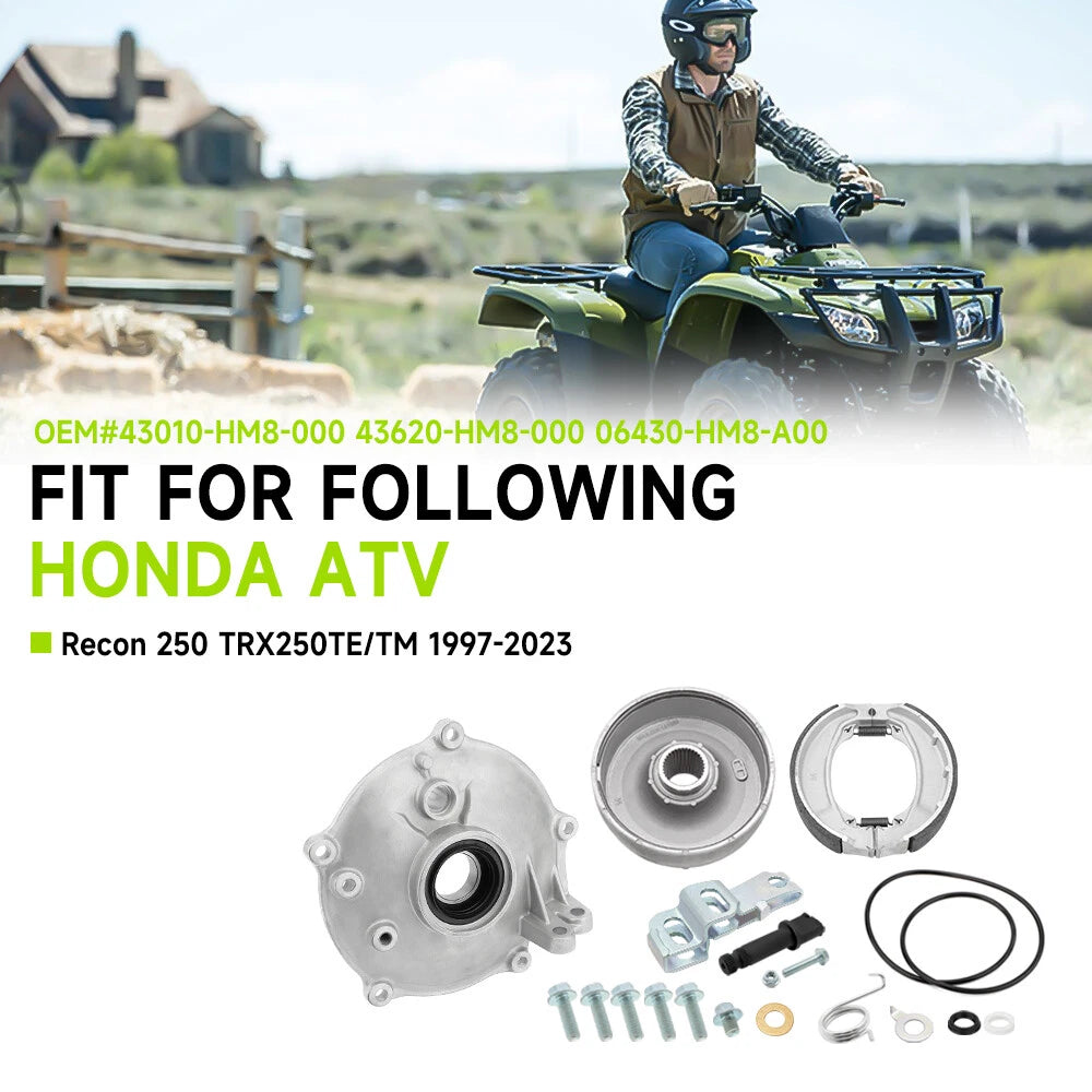 Rear Brake Drum Hub Plate Cover & Seals for Honda TRX250 (2001–2014)