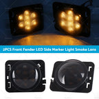 2X Front LED Side Marker Light Smoke for Jeep Wrangler JK (2007–2018)
