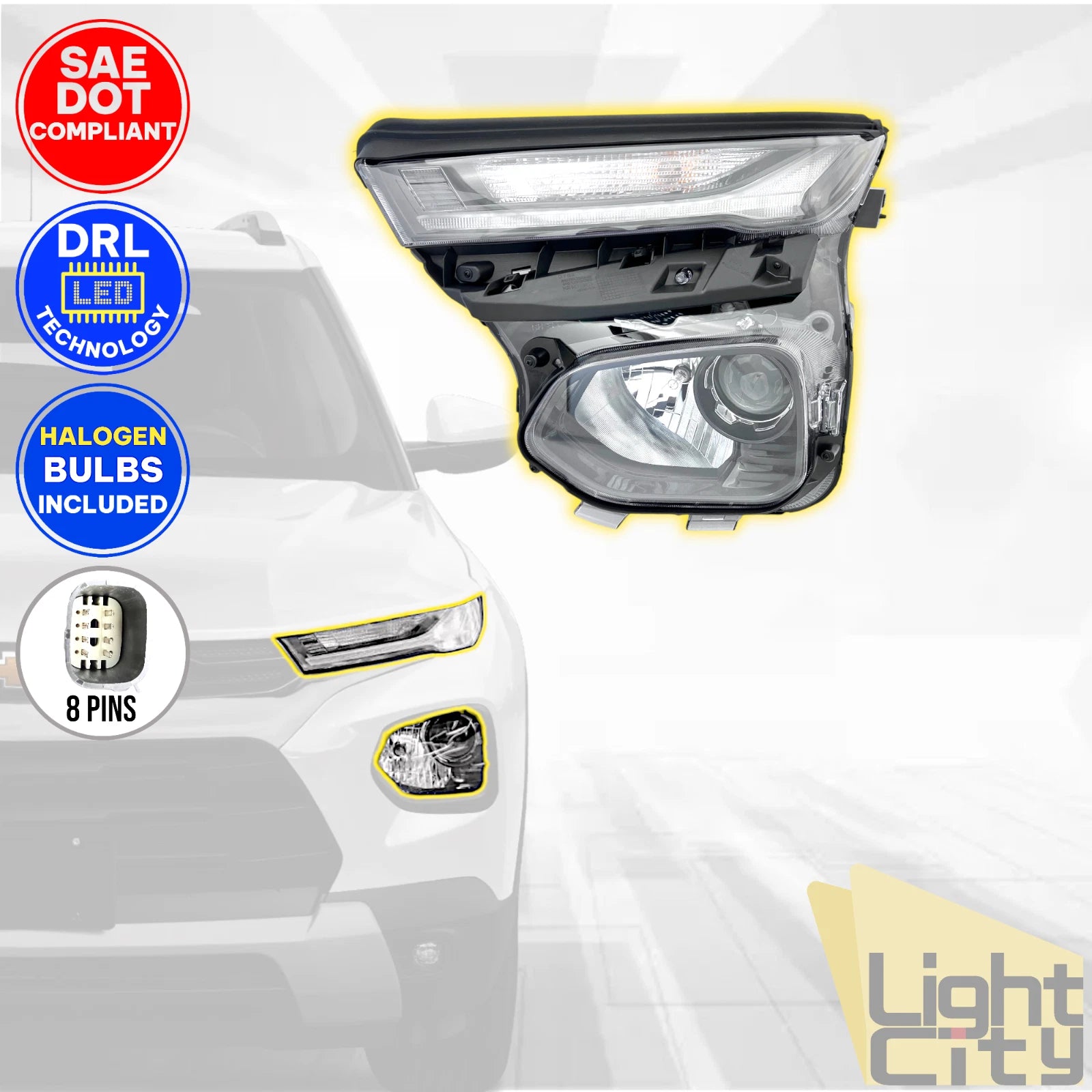 Driver Side Halogen Headlight for Chevy Trailblazer (2021–2023) LED DRL