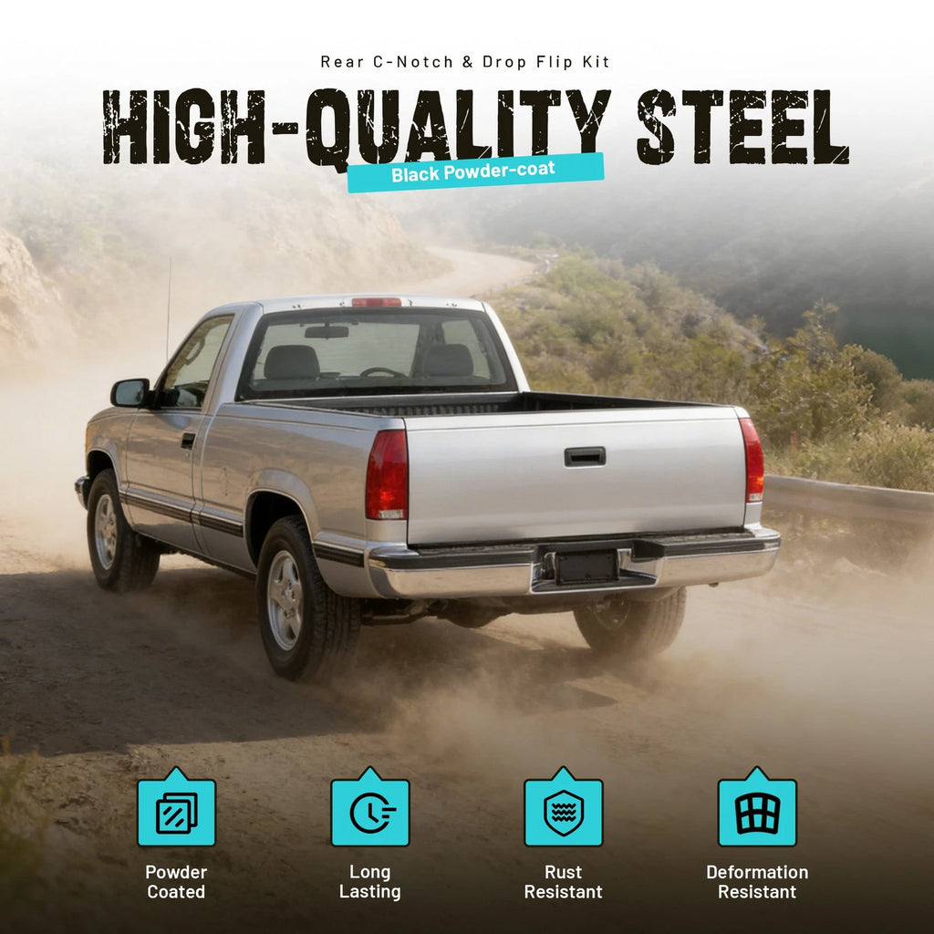 6'' Rear C-Notch & Drop Flip Kit for Chevy Silverado GMC Sierra C1500 (1988–1998)