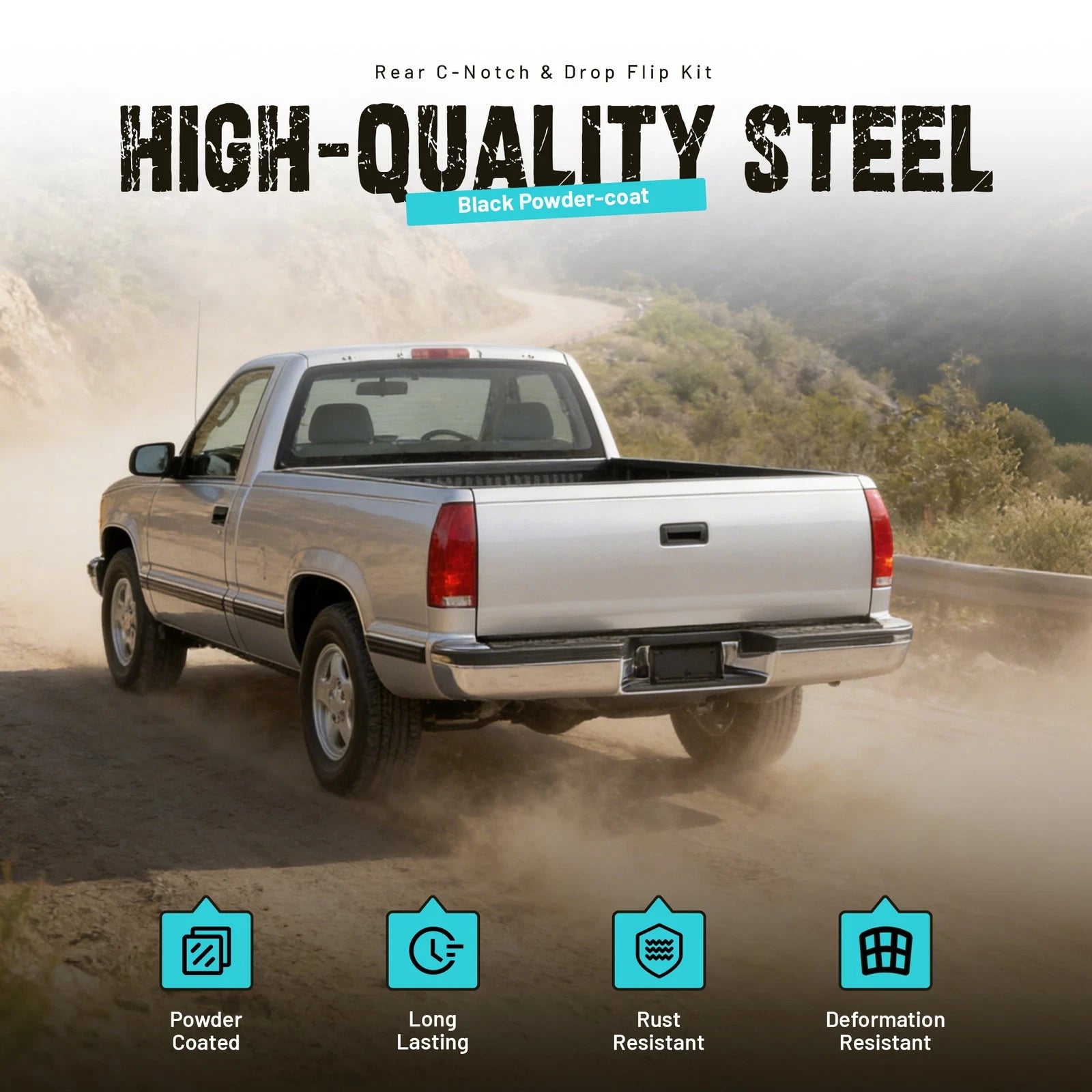6'' Rear C-Notch & Drop Flip Kit for Chevy Silverado GMC Sierra C1500 (1988–1998)