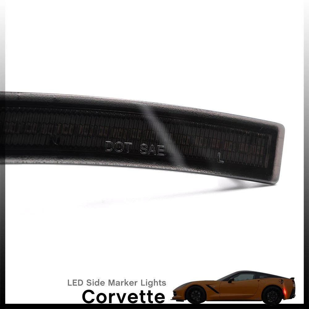 2X Black Rear Bumper Red LED Side Marker Lights for Chevy Corvette (2014–2019)