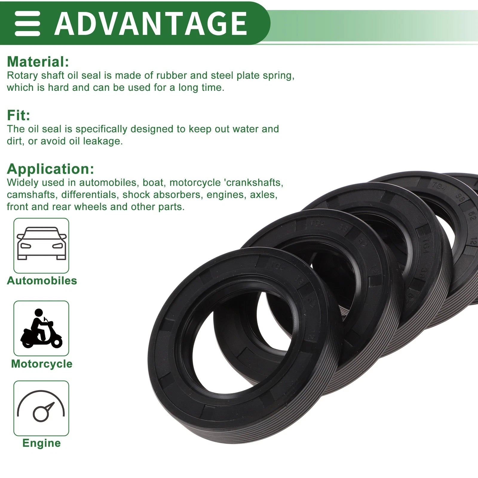 Set of 5 Oil Seals NBR Rubber 38x62x12mm for Various Models 