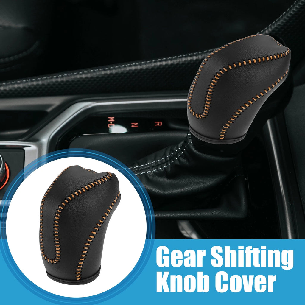 Gear Shifting Knob Cover for Subaru Crosstrek (2018–2023) Black Orange Stitches
