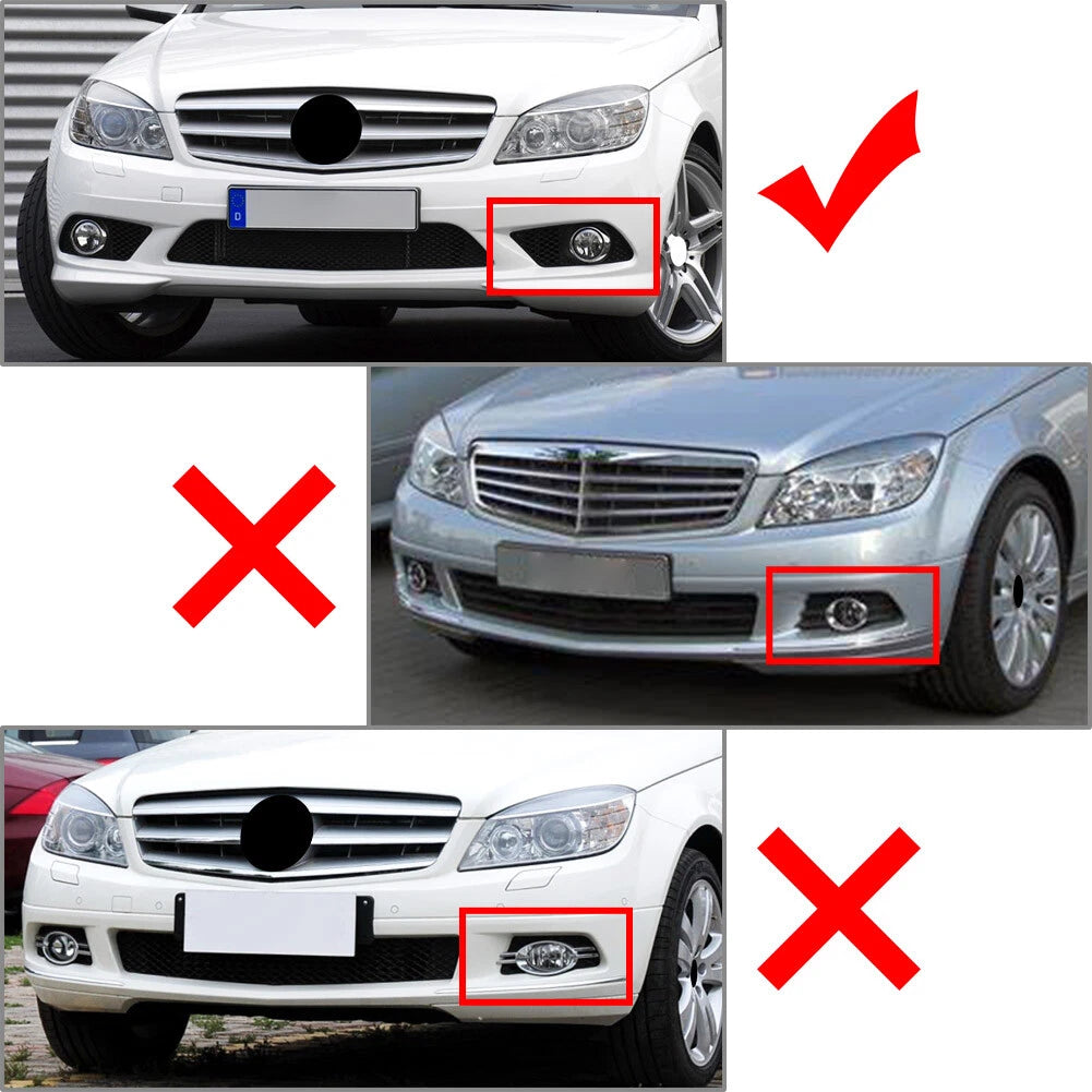 Pair Front Bumper Fog Light Grills for Mercedes C-Class W204 (2008–2010)
