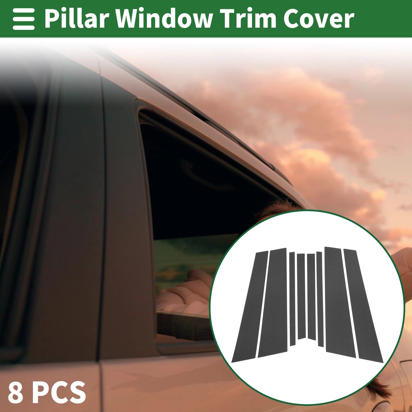 8 Pcs Door Pillar Window Trim for BMW X3 (2018–2024) Carbon Fiber Black
