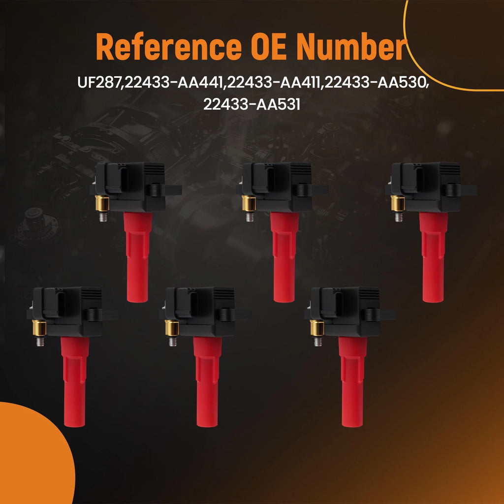 Set of 6 Ignition Coils for Subaru B9 Tribeca Legacy 3.0L (2006–2009)